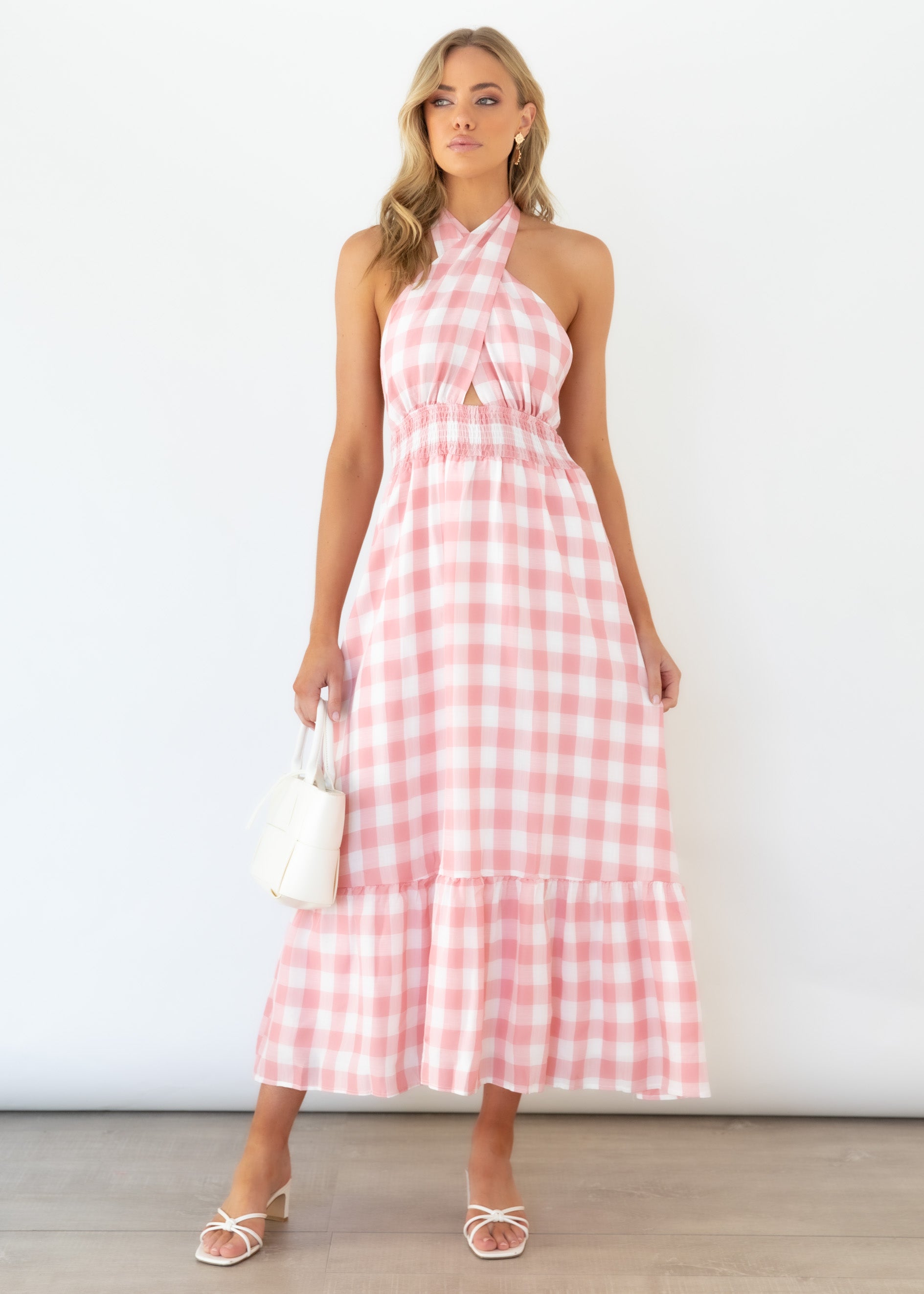 Raphaella Maxi Dress - Pink Check